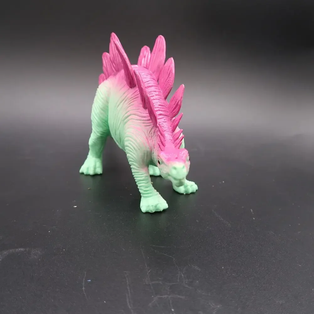 Ankyo Dinosaur Toy Plastic Lime Pink Stegosaurus 8 in Chinasaur Made in China